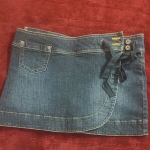 Guess Navy Denim Mini Skirt with Lace-Up Detail